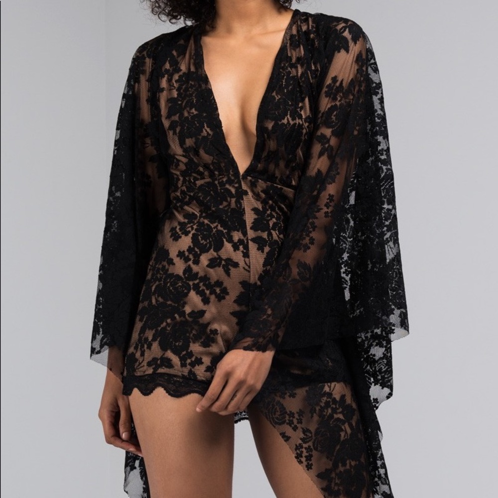 AKIRA Deep V Lace Romper
